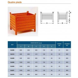 Caisse tôlée 4 pieds 800 x 500 x 695 mm 