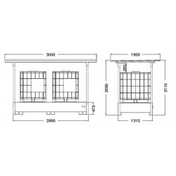 Bac de rétention 2 IBC + toit 